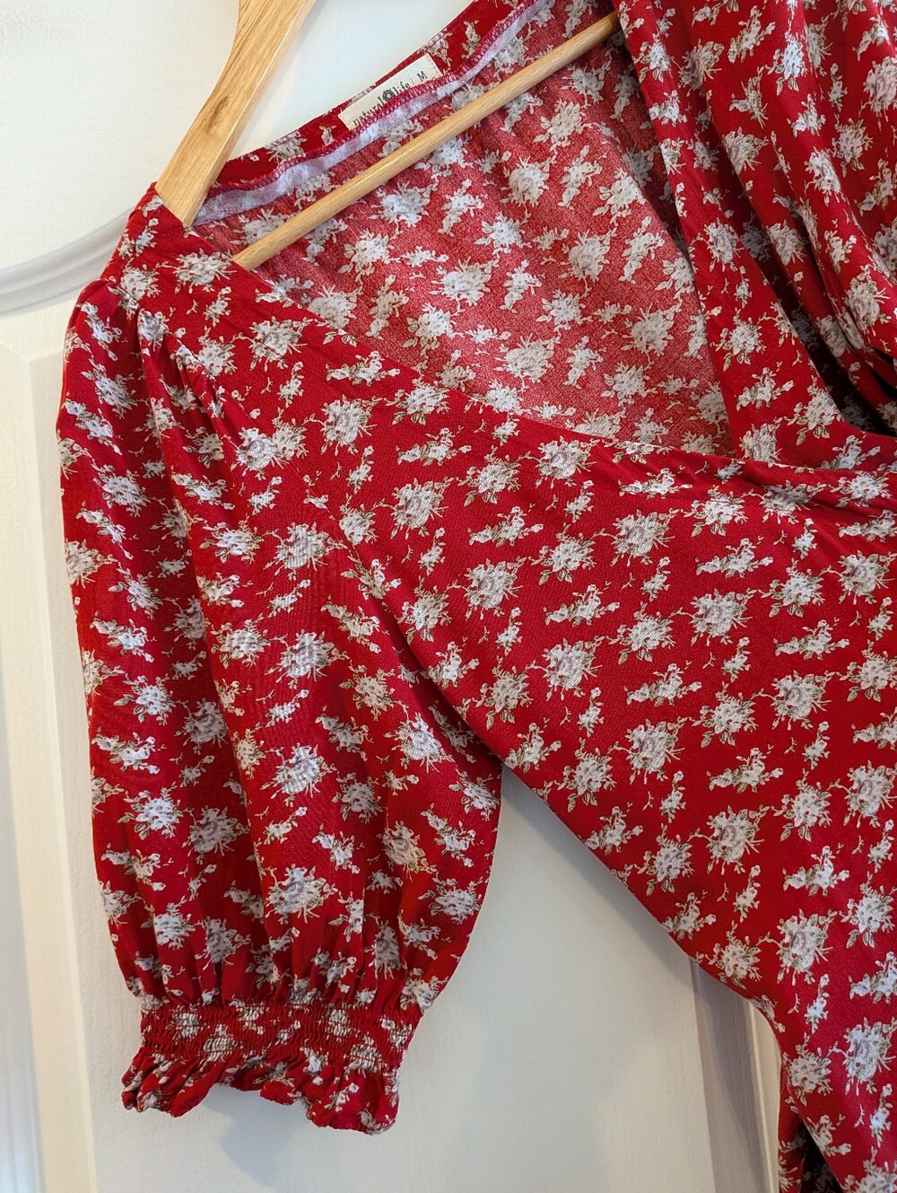 Natural Life Sophia Ditsy Floral Wrap Maxi Dress Red Country Cottagecore Size M - Picture 8 of 15